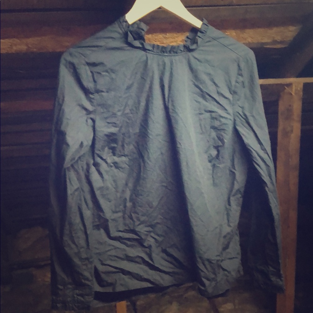 Black H&M Ruffle Collar Blouse